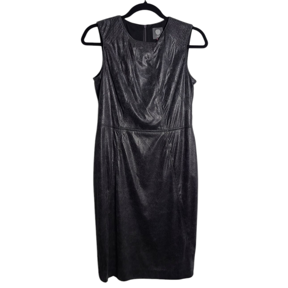 VINCE CAMUTO Leather Look Mini (Above the knee) Dress in Gun Metal Size 6